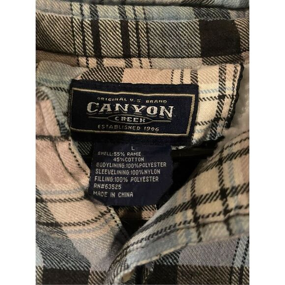 Canyon Creek Womens Multicolor Plaid Collared Faux Fur Lined Shacket Size Large - Picture 2 of 10